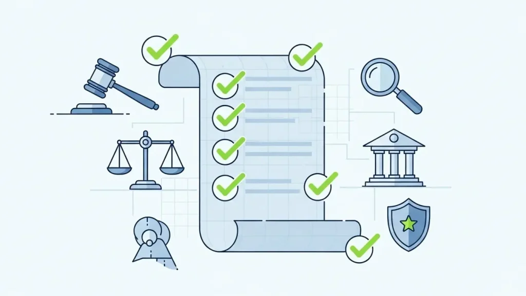 카드 한도 현금화 합법 기준을 설명하는 체크 문서 일러스트