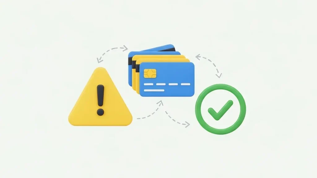 현대 백화점 카드 이용 시 체크해야 할 사항을 나타낸 안내 일러스트