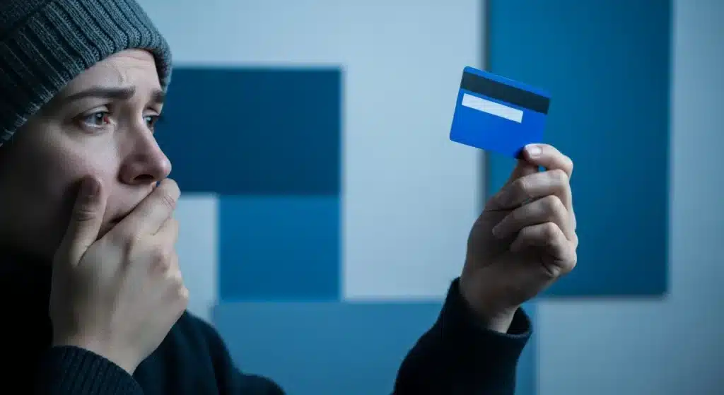 신용카드 유동성을 고민하는 소비자 일러스트