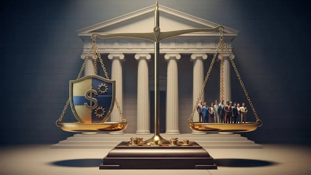 금융 규제와 소비자 보호를 상징하는 이미지