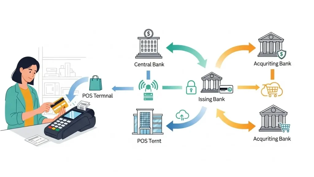 카드현금화업체와 카드 결제 구조 흐름 설명 이미지