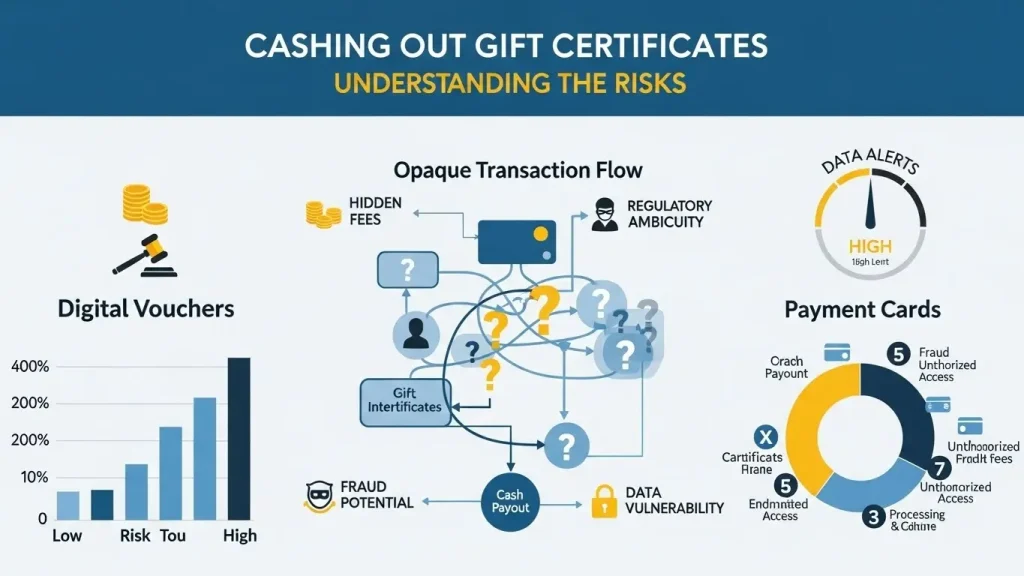상품권현금화 관련 위험 요소 구조 인포그래픽